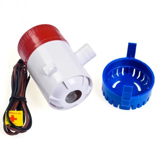 12V 2.0A 500 GPH Electric Bilge Pump Marine Boat Yacht Submersible 3/4" Hose