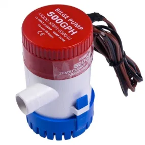 12V 2.0A 500 GPH Electric Bilge Pump Marine Boat Yacht Submersible 3/4" Hose