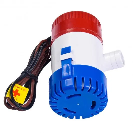 12V 2.0A 500 GPH Electric Bilge Pump Marine Boat Yacht Submersible 3/4" Hose