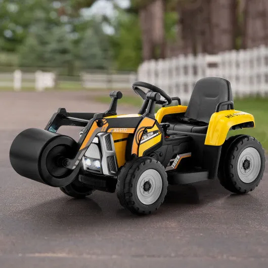 12V Kids Ride on Road Roller with 2.4G Remote Control-Yellow