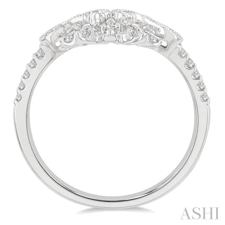 1/4 Ctw 5 Marquise Mount Round Cut Diamond Curved Wedding Band in 14K White Gold