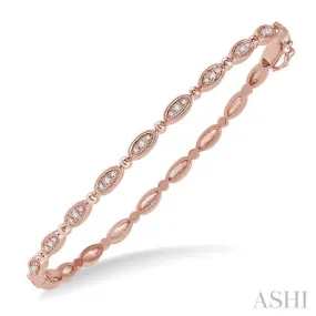 1/4 ctw Oval Mount Round Cut Diamond Stackable Bangle in 14K Rose Gold