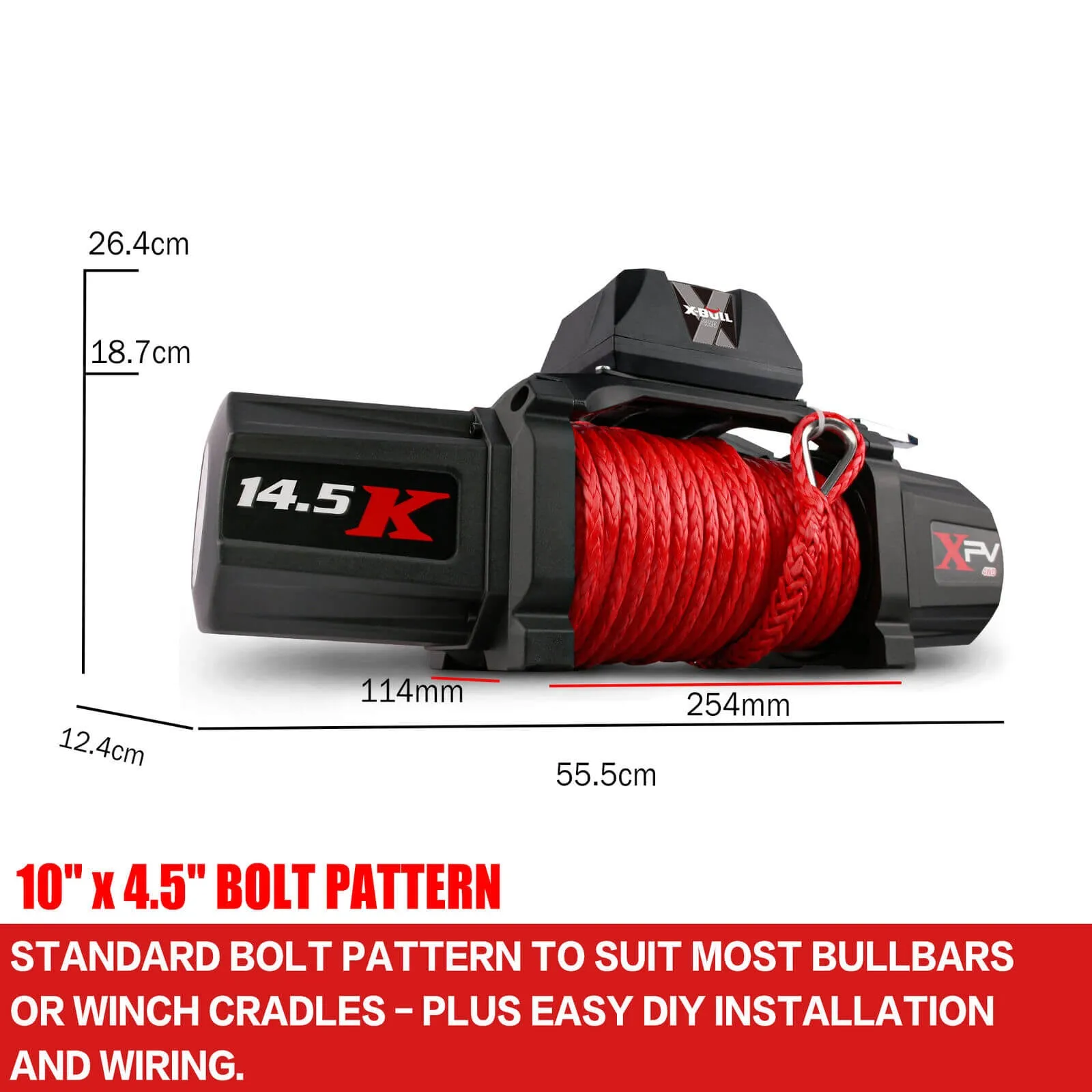 14500LBS Electric Winch 12V Synthetic Rope Waterproof 4WD