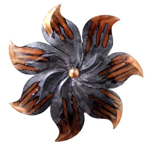 17.25" X 2" X 17.25" Copper And Pewter Metal Small Flower Metal Wall Decor