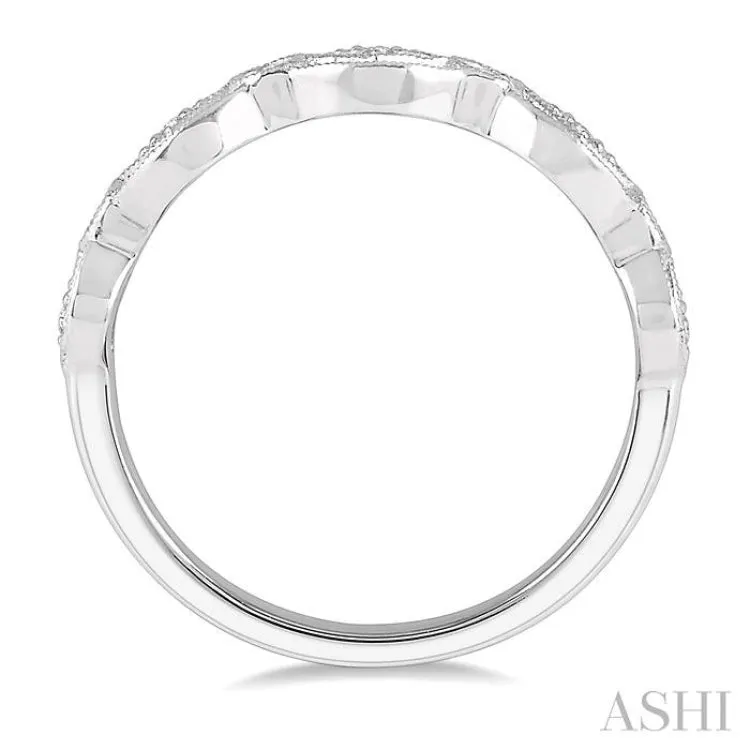 1/8 ctw Encased Diamond & Circular Shape Mount Round Cut Diamond Fashion Band in 14K White Gold