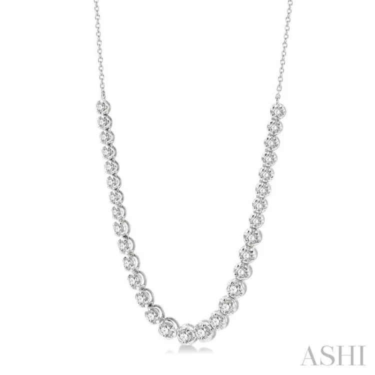 2 ctw Round Cut Diamond Illusion Necklace in 10K White Gold