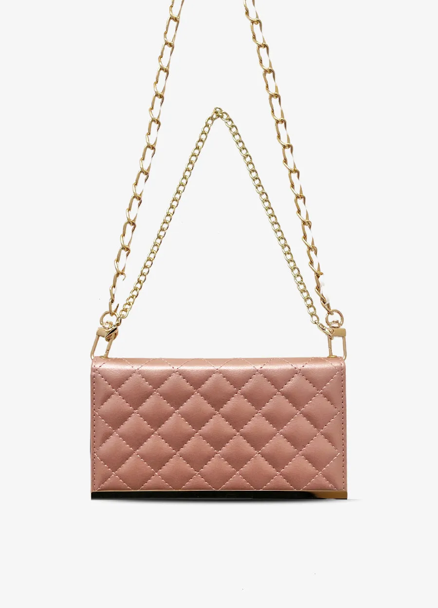 2-in-1 Quilted Wallet Case in Rose Gold