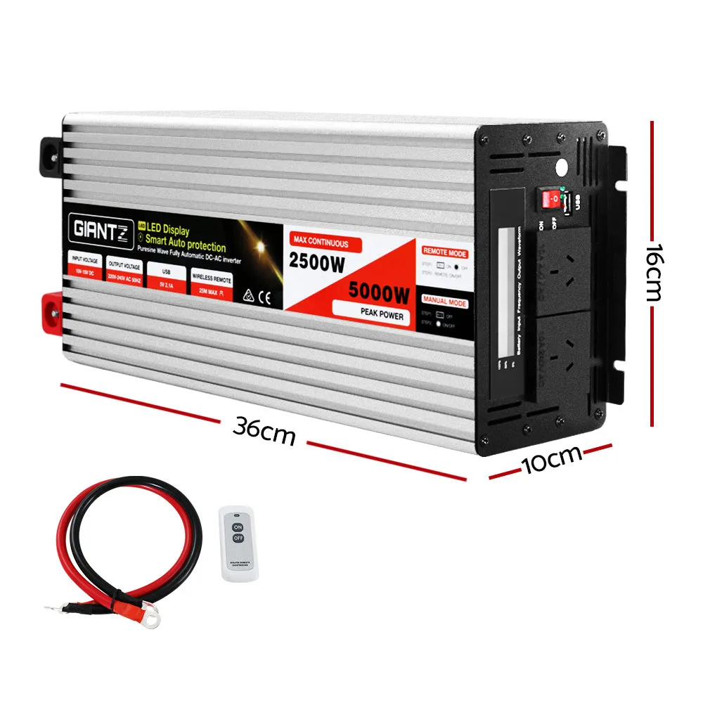 2500W/5000W Pure Sine Wave Power Inverter with USB & Remote Giantz