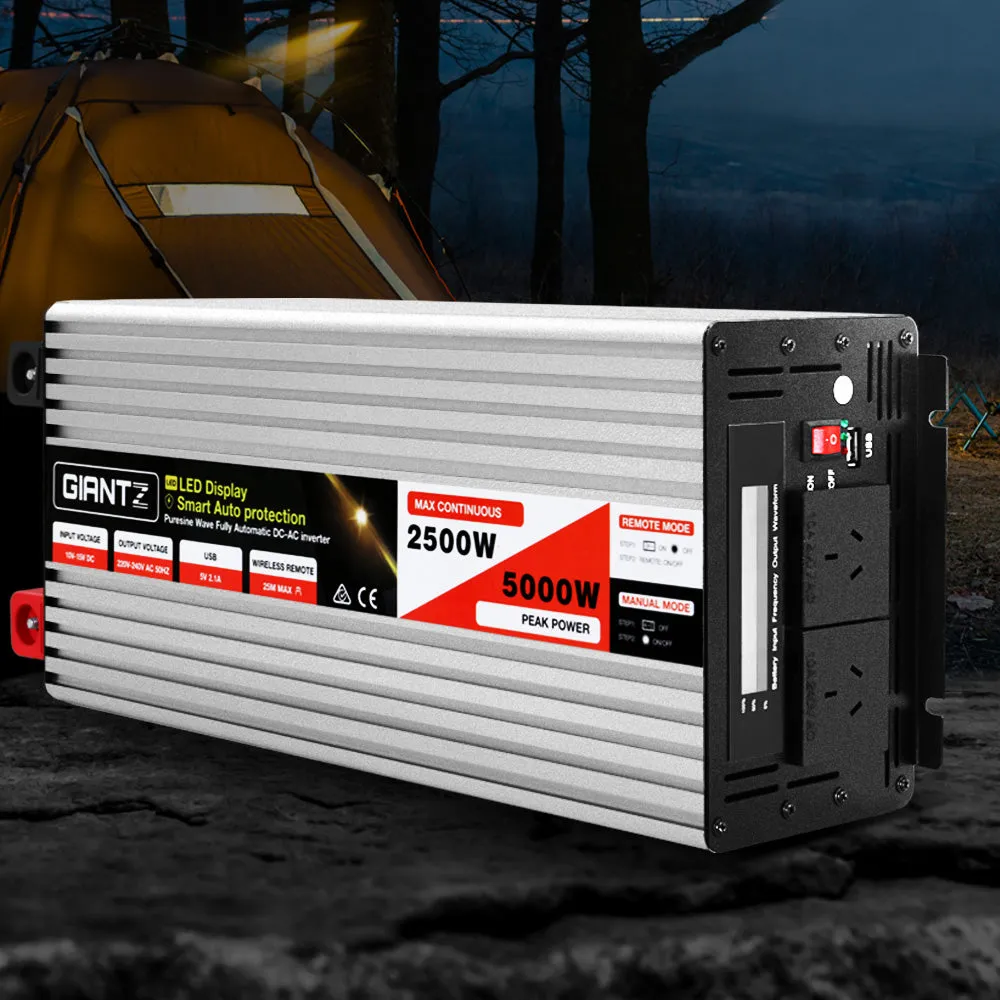 2500W/5000W Pure Sine Wave Power Inverter with USB & Remote Giantz