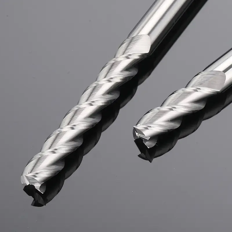 3EMLC05, 1/4" Shank, 3-Flute Flat Nose End Mills CNC Router Bits, 3-1/2” Length, for Aluminum, Plastic, MDF & Wood, 5Pcs