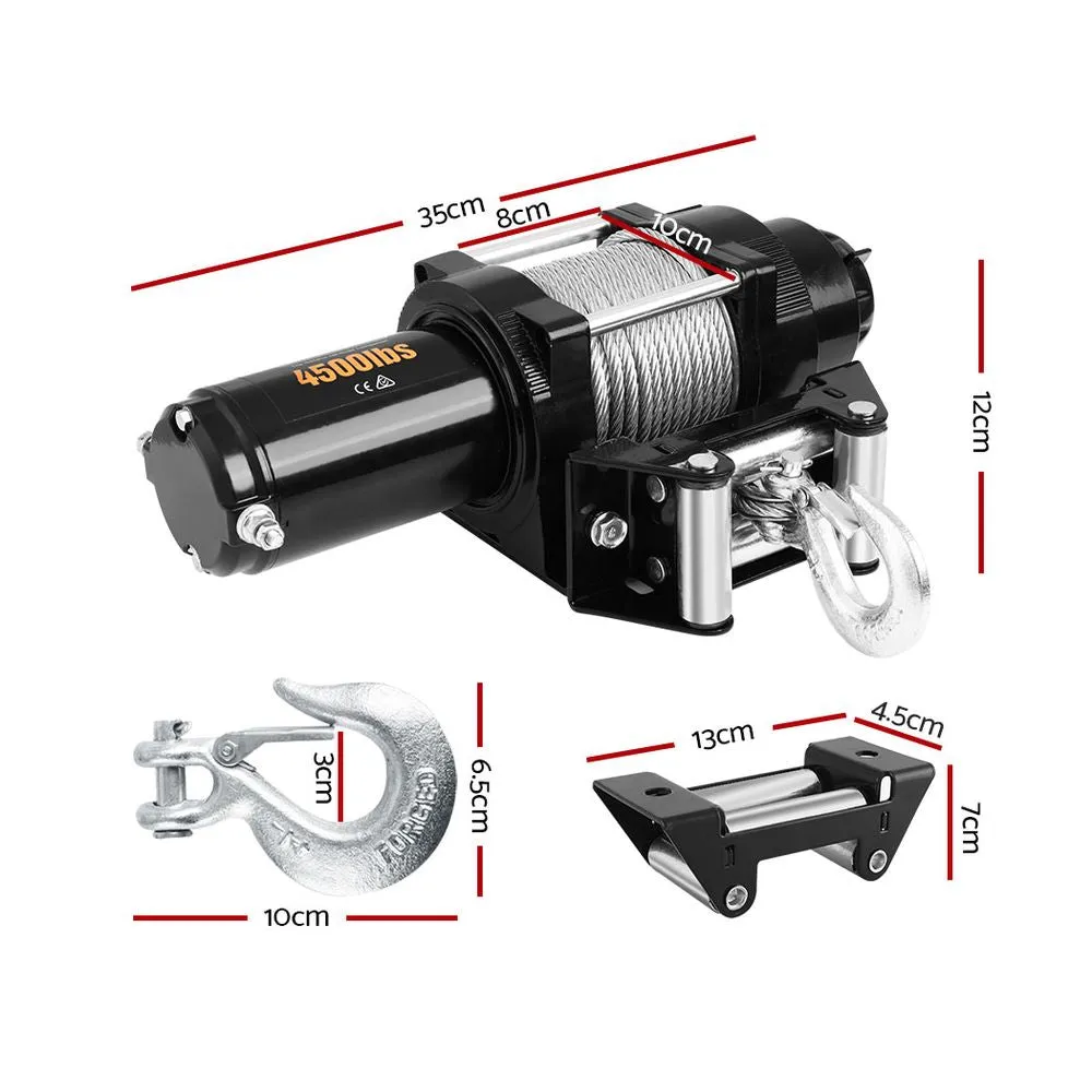 4500lb 12V Waterproof Electric Winch with Remote - Giantz