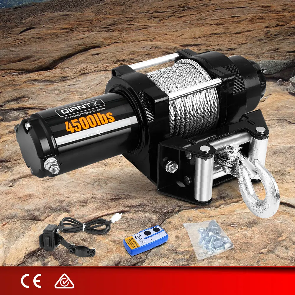 4500lb 12V Waterproof Electric Winch with Remote - Giantz