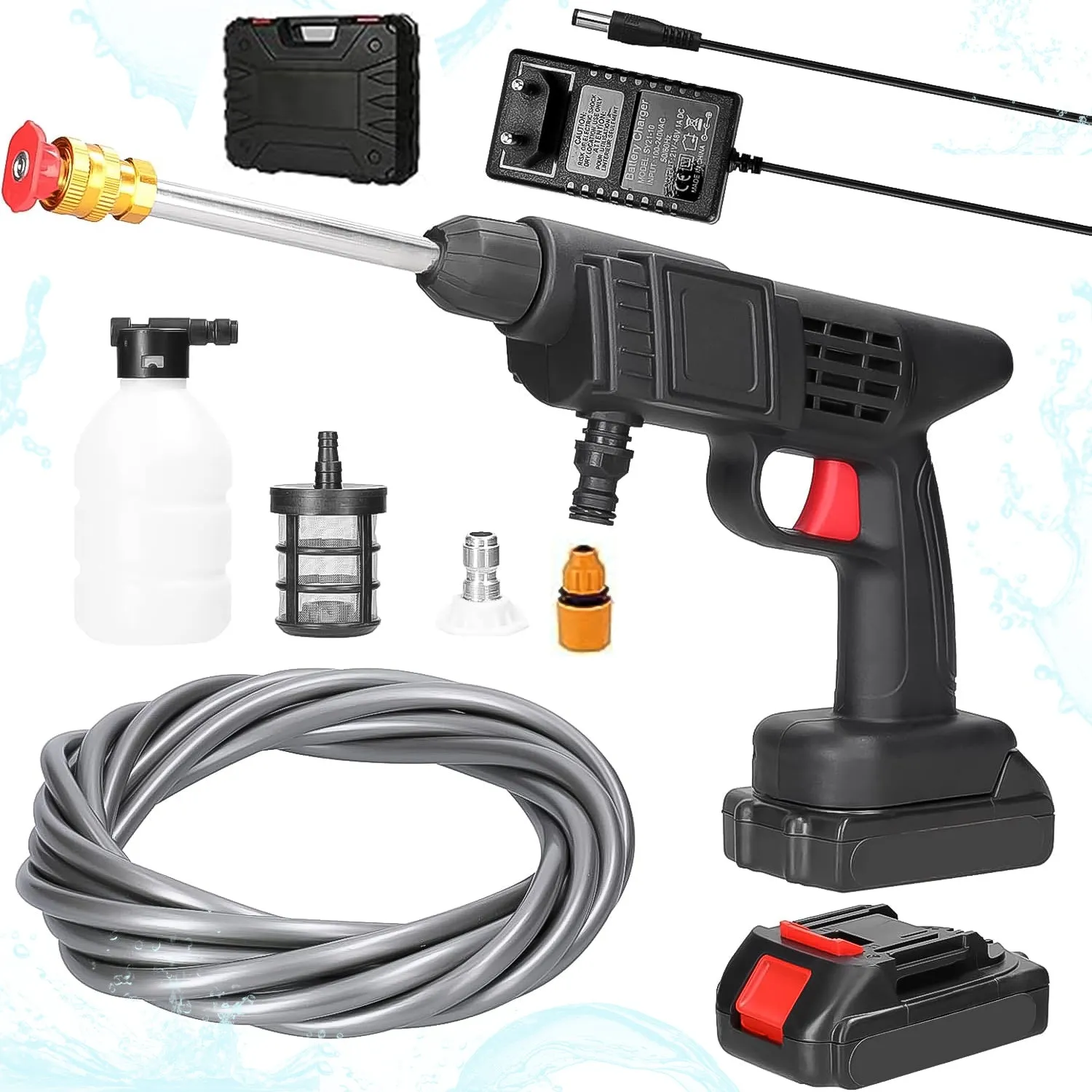 48V Car Washer Gun Wireless High Pressure Washer Water Spray Gun, Car washing Kit