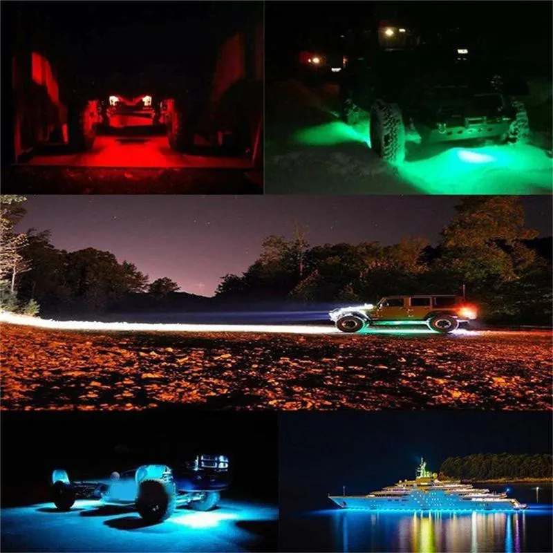 8 PCS RGB LED Rock Lights Wireless Bluetooth Music Flashing Multi Color