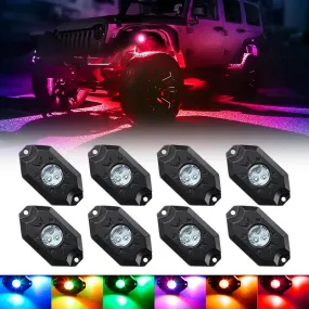 8 PCS RGB LED Rock Lights Wireless Bluetooth Music Flashing Multi Color