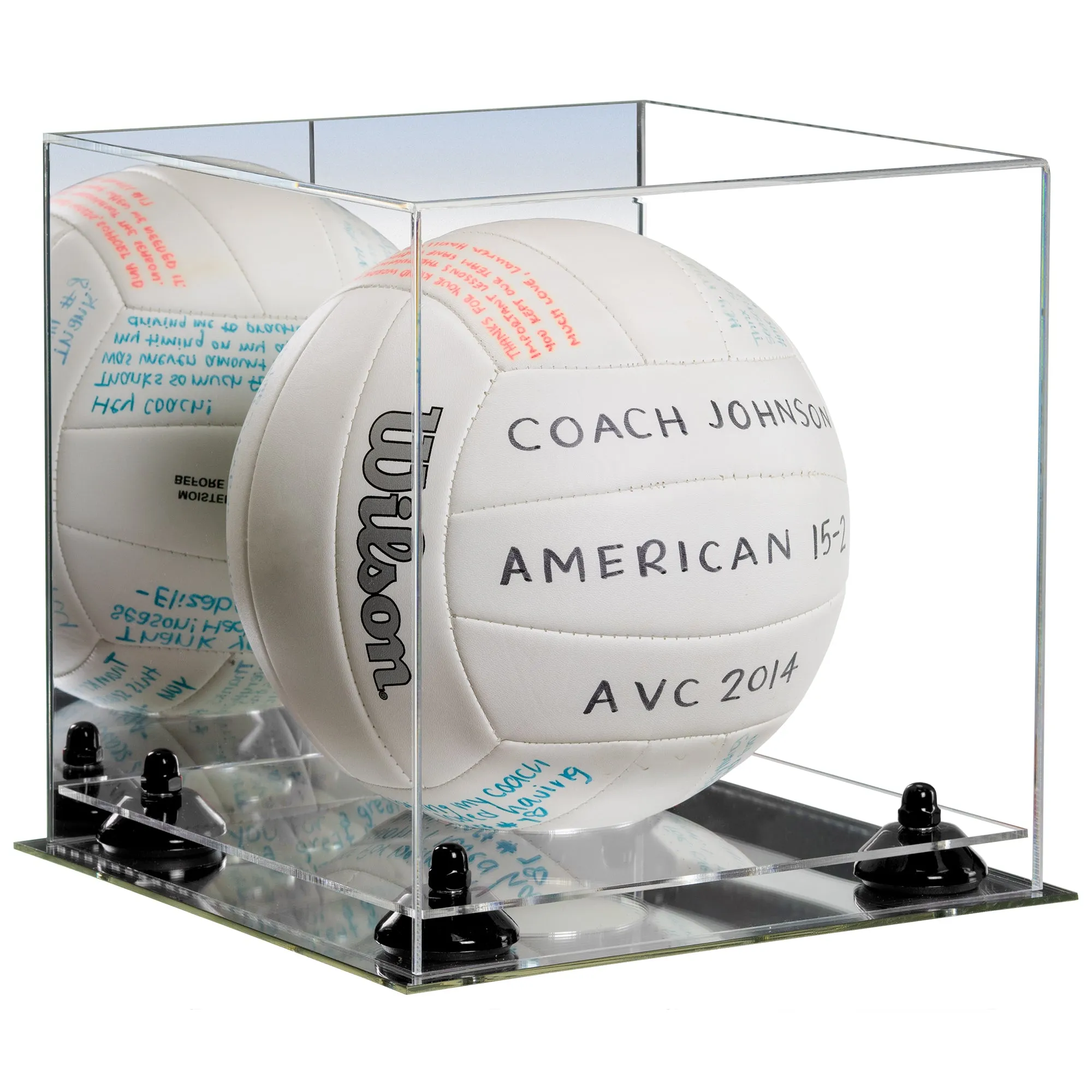 Acrylic Volleyball Display Case - Mirror No Wall Mounts (A027/B02)