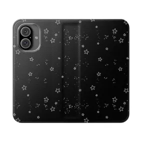 Aesthetic Grunge Teen Phone Wallet Case with Black Stars Quote