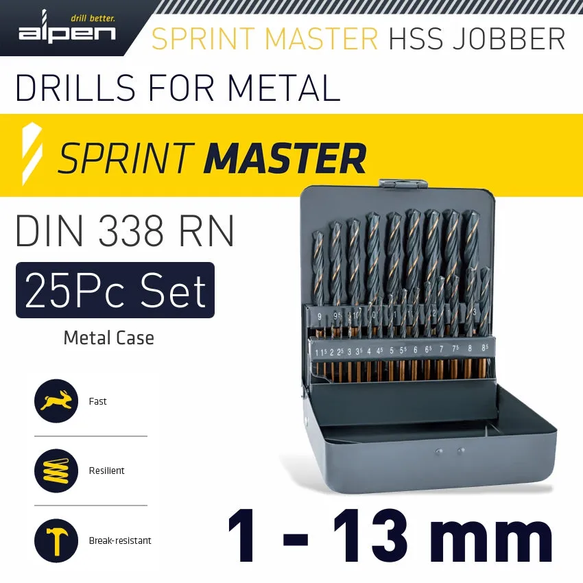 ALPEN ALPEN SPRINT MASTER 25 PCS SET KM25 1 - 13 X 0.5MM METAL CASE ALP810321100