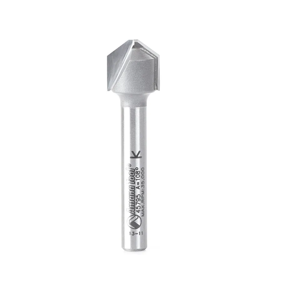 Amana V-Groove Router Bit 108 Degree 45795