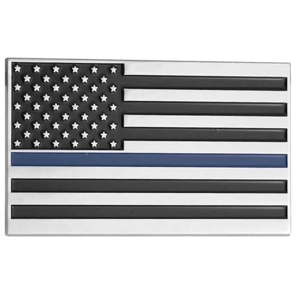 American Flag Blue Stripe Chrome Auto Emblem