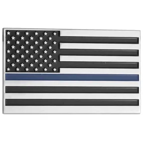 American Flag Blue Stripe Chrome Auto Emblem