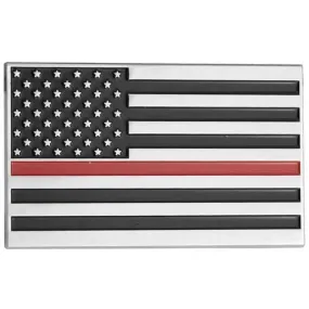 American Flag Thin Red Line (Fire) Metal Auto Emblem