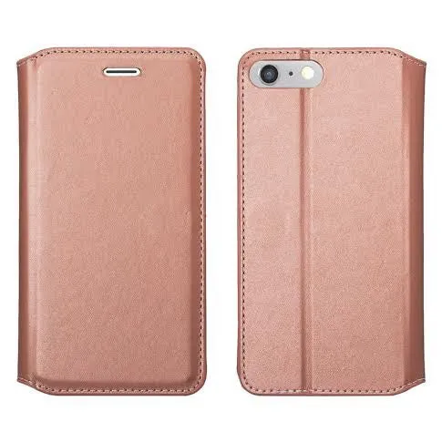 Apple iPhone 7 Plus Case, Pu Leather Magnetic Flip Fold[Kickstand] Wallet Case with ID & Card Slots for Iphone 7 Plus - Rose Gold