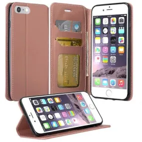 Apple iPhone 7 Plus Case, Pu Leather Magnetic Flip Fold[Kickstand] Wallet Case with ID & Card Slots for Iphone 7 Plus - Rose Gold