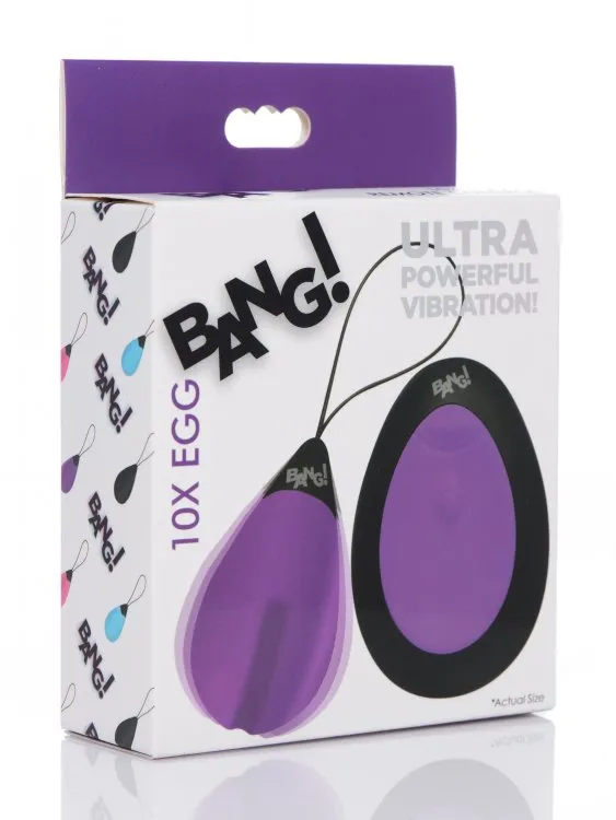 Bang! 10x Vibrating Silicone Egg W/ Remote Purple