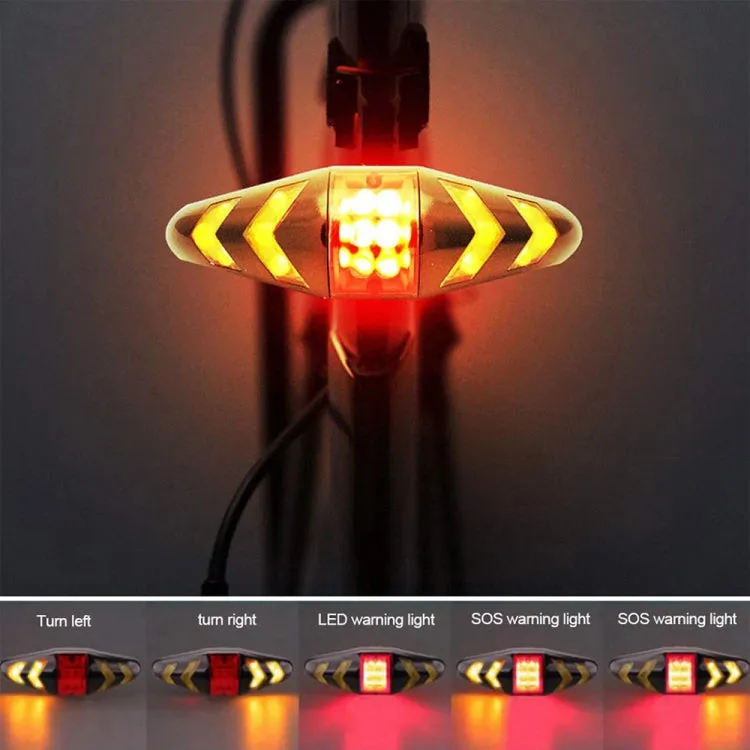 Bicycle Tail Light Intelligent Wireless Remote Control Turn Signal Warning Light(Black)