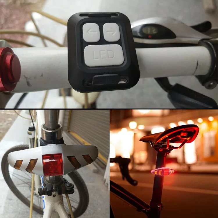 Bicycle Tail Light Intelligent Wireless Remote Control Turn Signal Warning Light(Black)