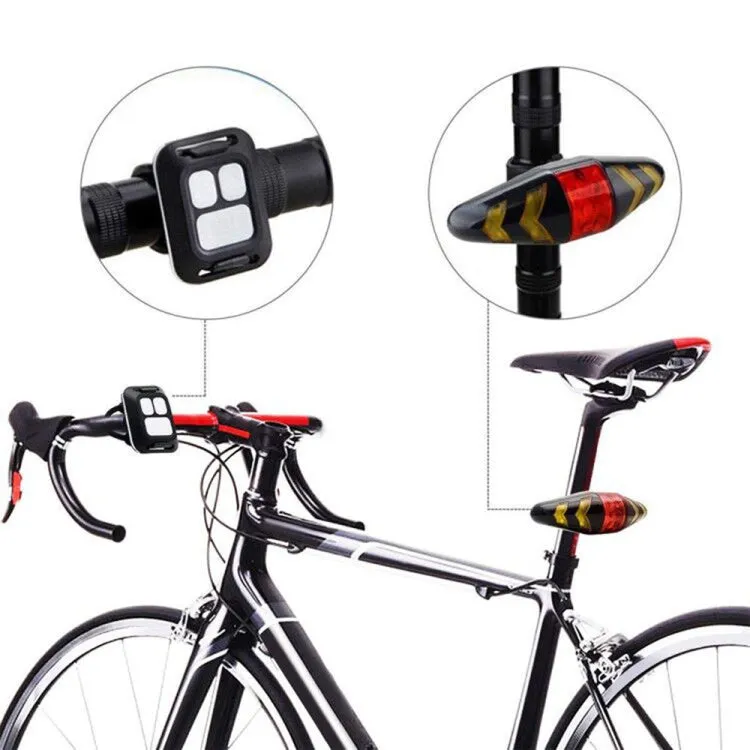 Bicycle Tail Light Intelligent Wireless Remote Control Turn Signal Warning Light(Black)