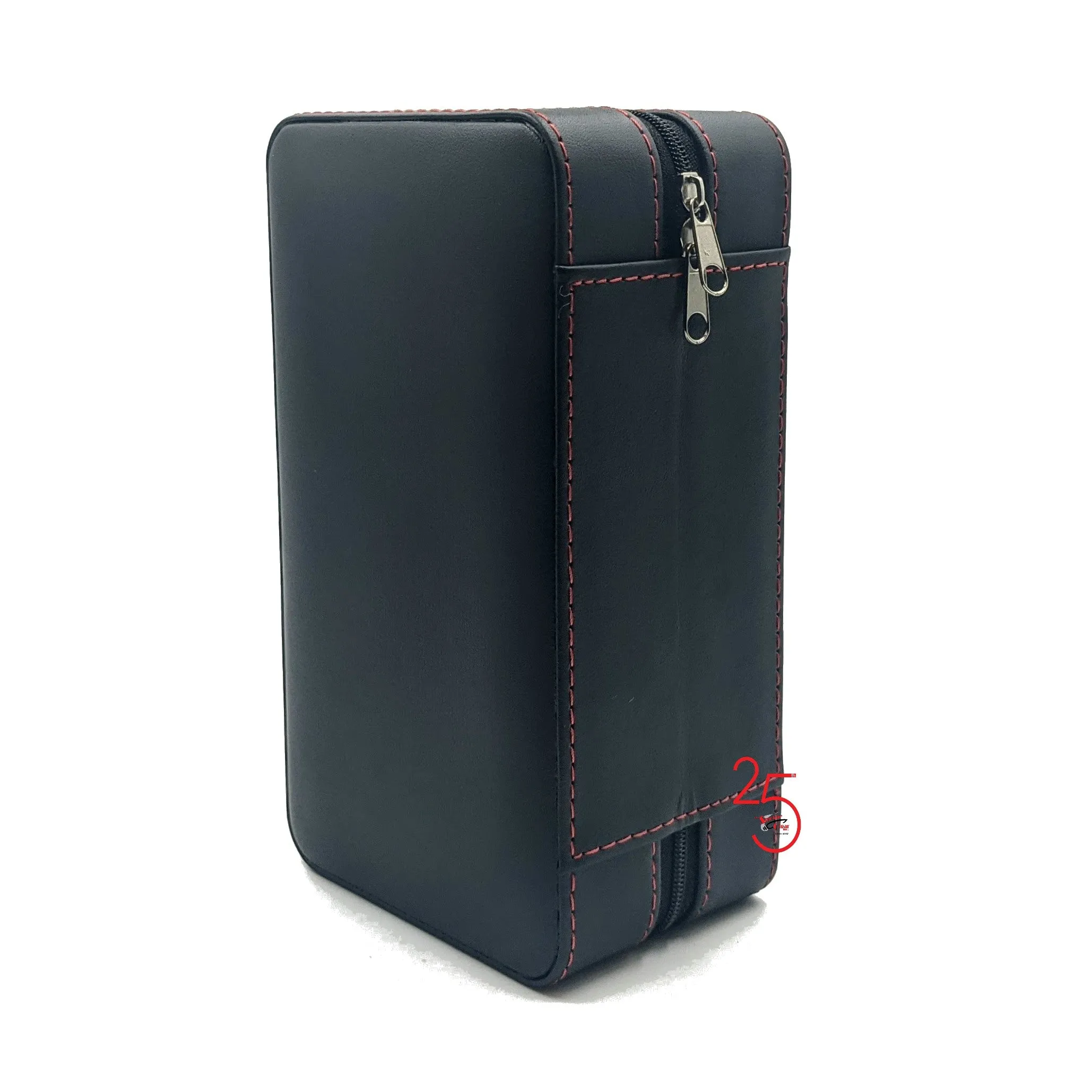 Black Leather and Wood 6 Cigar Travel Case