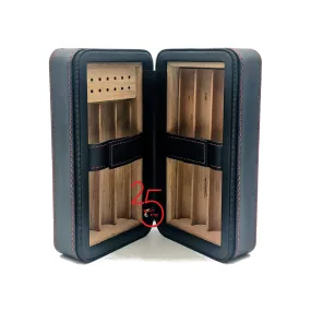 Black Leather and Wood 6 Cigar Travel Case