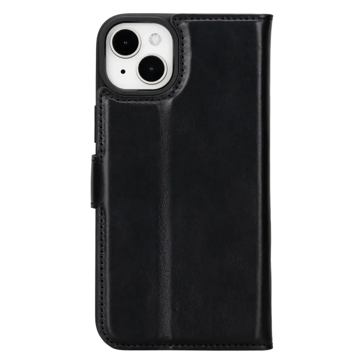 Black Leather iPhone 16 Plus Wallet Case