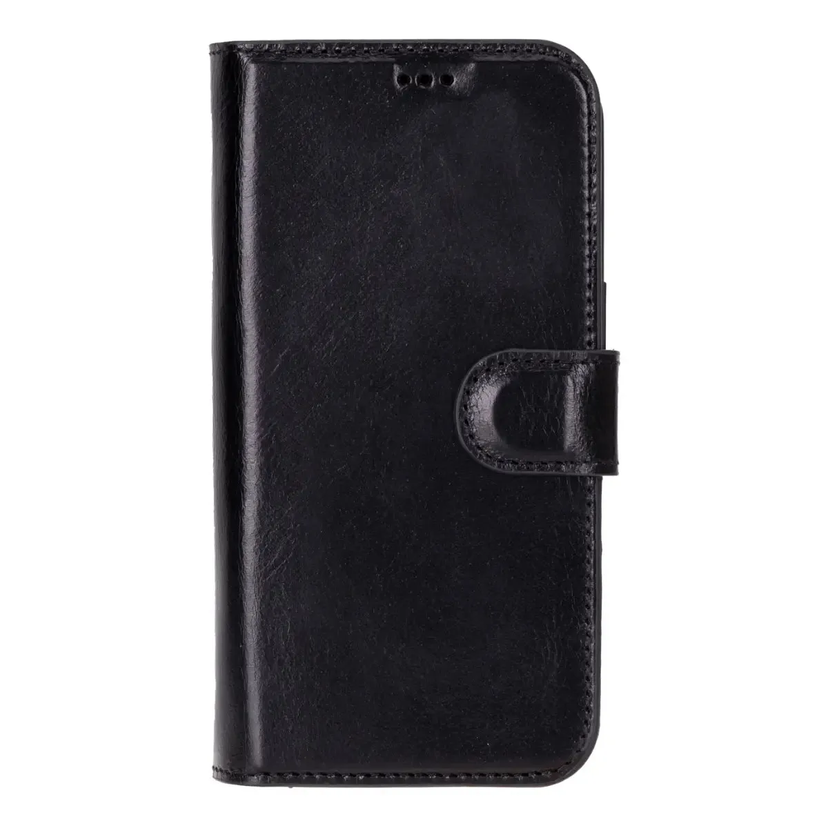 Black Leather iPhone 16 Pro Wallet Case