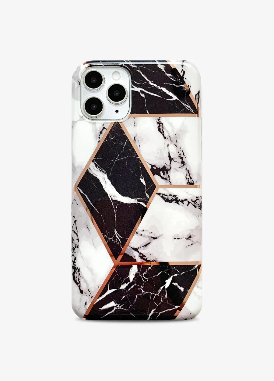 Black Marble Metallic Geo Phone Case