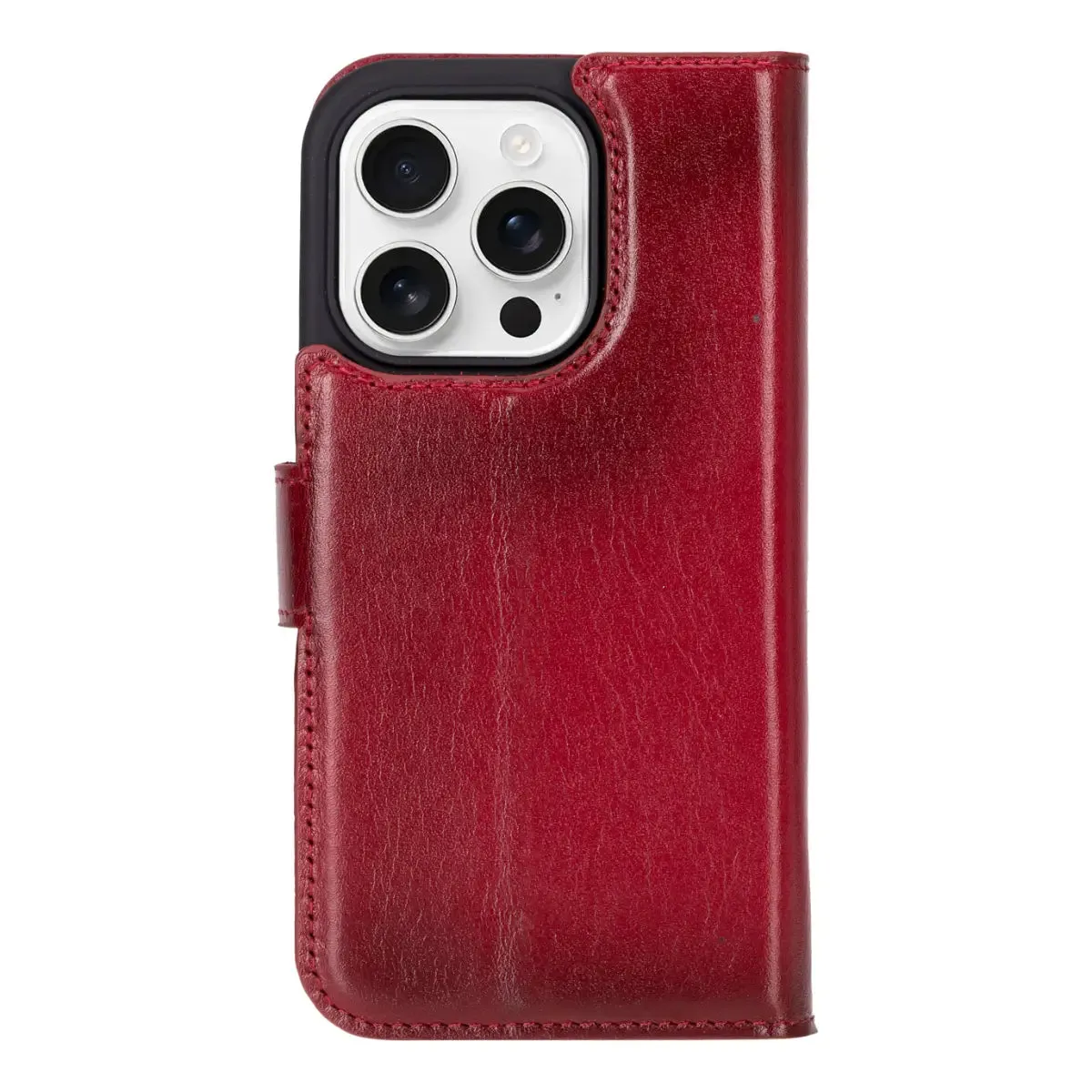 Burnished Red Leather iPhone 16 Pro Wallet Case