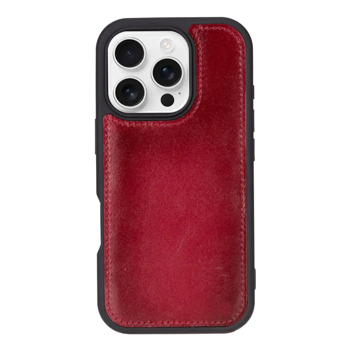 Burnished Red Leather iPhone 16 Pro Wallet Case