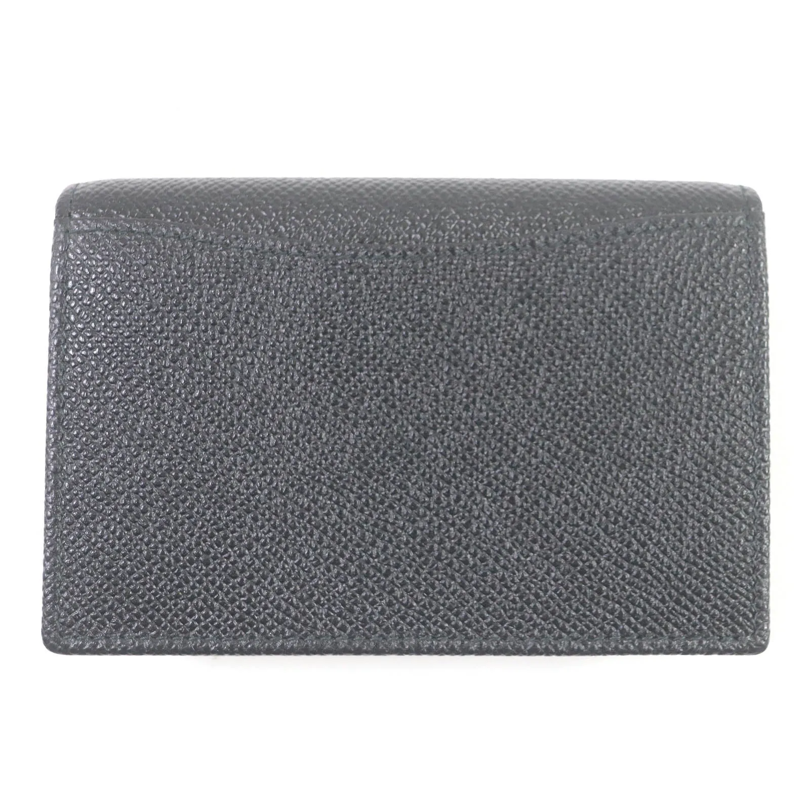 Bvlgari Leather Card Case Silver Logo