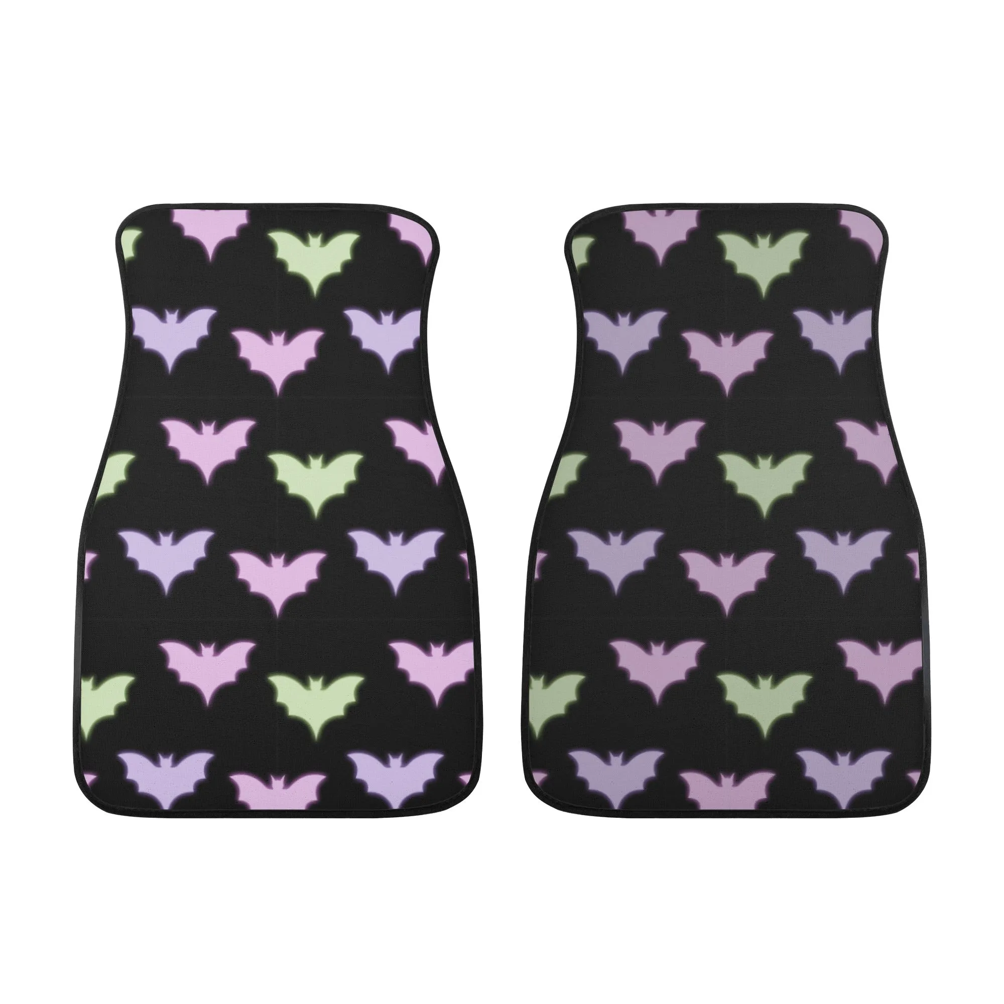 Car Floor Mats | Set of 2 | Universal size | All Weather proof | Affordable | Washable- Pastel Goth Halloween Bats