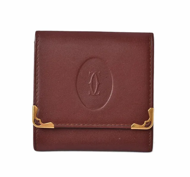 Cartier Leather Coin Case Square Bordeaux