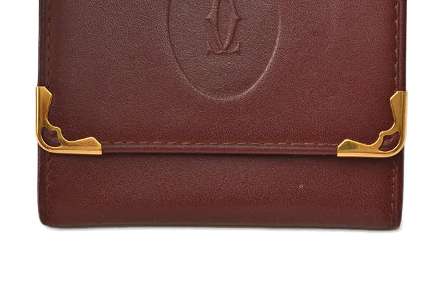 Cartier Leather Coin Case Square Bordeaux