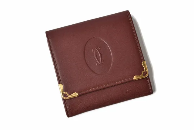 Cartier Leather Coin Case Square Bordeaux