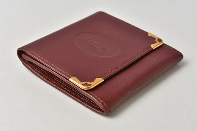 Cartier Leather Coin Case Square Bordeaux