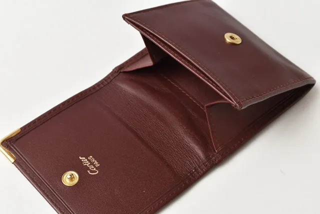 Cartier Leather Coin Case Square Bordeaux