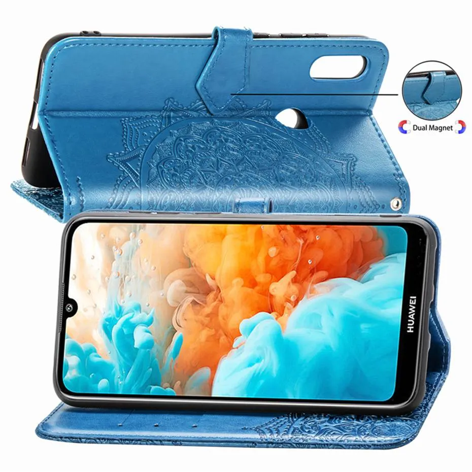 Case for Huawei Y6 2019 Flip Wallet PU Leather Phone Case On For Huawei Y6 2019 MRD-LX1 MRD-LX1F Y6 Y 6 2019 Pro Cover