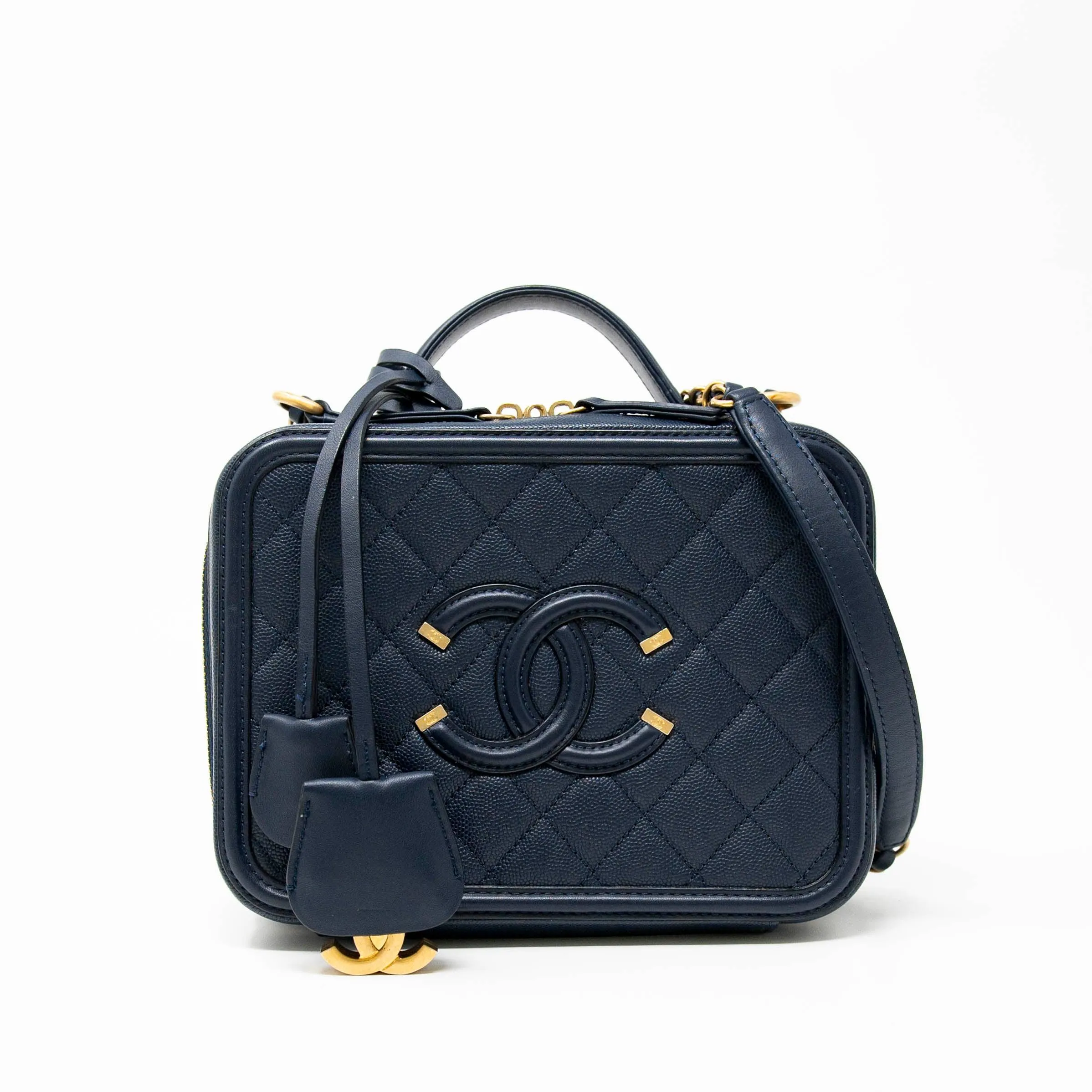 Chanel Blue Medium Filigree Vanity Case