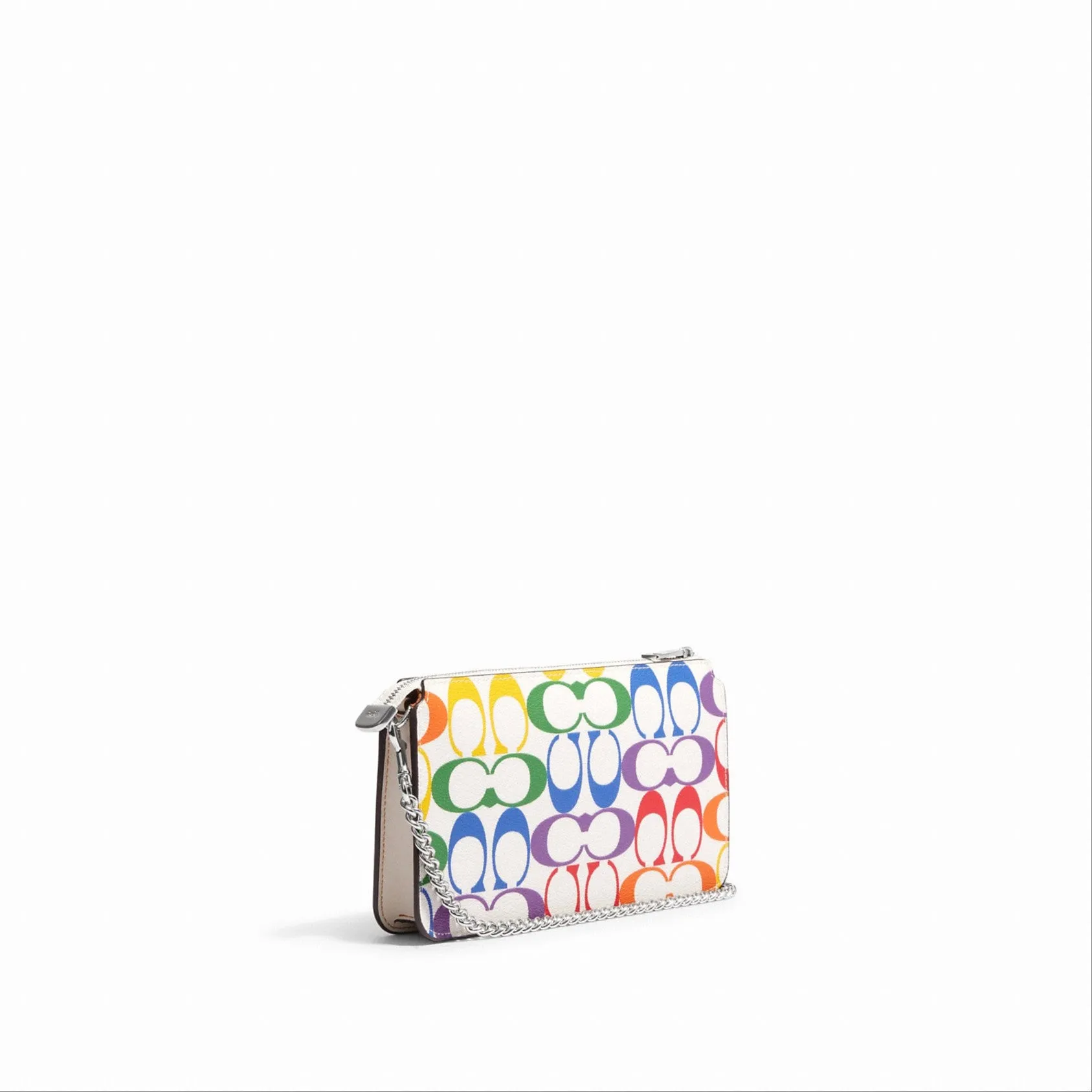 Coach Poppy Crossbody With Card Case In Rainbow Signature Canvas