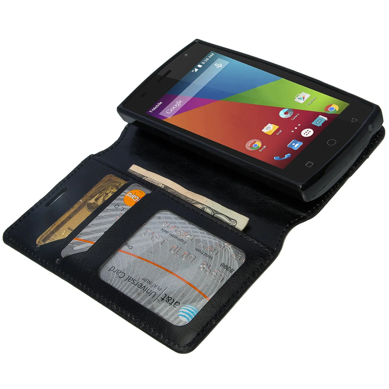 Coolpad Rogue Wallet Case, Flip Fold[Kickstand] Pu Leather Wallet Case with ID & Credit Card Slots for Rogue - Black